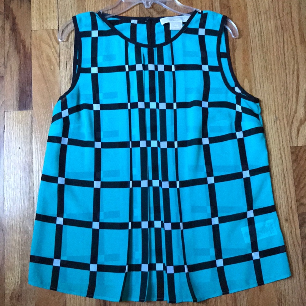 Michael Kors green black sleeveless top petite small